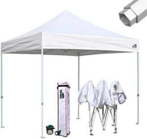 Here is the optimized SEO meta description:

"Set up your outdoor events with ease using Eurmax's Pro 10x10 pop-up canopy, featuring a commercial-grade aluminum frame and bonus roller bag. Perfect for weddings, parties, and more."