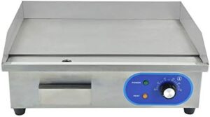 Here is the generated SEO meta description:

"Commercial-grade griddle grill with adjustable thermostatic control, perfect for restaurant or home use. Large stainless steel surface cooks evenly and efficiently. Grill to perfection with this 1500W hotplate kitchen countertop BBQ."