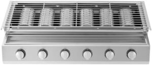 Here is the generated meta description:

"Unleash backyard barbecues with this 6-burner stainless steel gas grill featuring a lifting adjusting device. Perfect for parties, decks, patios and restaurants."