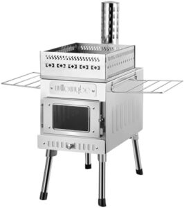 Heat up your camping adventures with WillowyBe's Outdoor Sauna Hot Tent Stove, a portable rocket stove heater perfect for dry sauna sessions or cooking with friends.