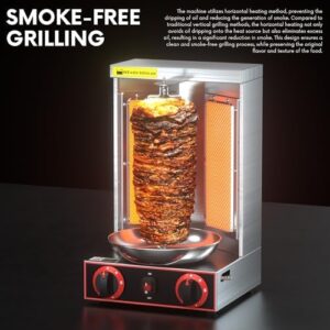 Discover the ultimate Shawarma Machine Doner Kebab Grill with 2 burners, perfect for commercial and home kitchens. Enjoy vertical broiling with stainless steel durability and 110V propane gas power.